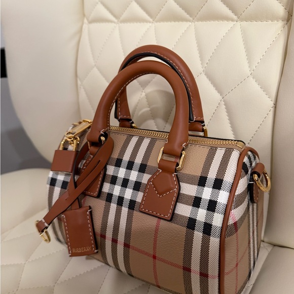 Burberry Tan and Brown Checkered Satchel - Picture 2 of 6